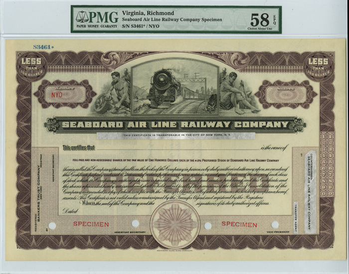 Seaboard Air Line Railway - Railroad Stock Certificate